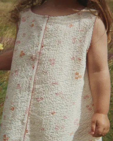 Konges Slojd Girl's Elin Sleeveless Floral Picot-Trim Dress, Size 18M-10 | Thumbnail 4 Konges Slojd Girl's Elin Sleeveless Floral Picot-Trim Dress, Size 18M-10 | Thumbnail 4