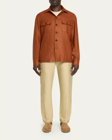 Cesare Attolini Men's Cashmere Pied de Poule Overshirt | Thumbnail 2 Cesare Attolini Men's Cashmere Pied de Poule Overshirt | Thumbnail 2