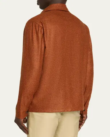 Cesare Attolini Men's Cashmere Pied de Poule Overshirt | Thumbnail 3 Cesare Attolini Men's Cashmere Pied de Poule Overshirt | Thumbnail 3