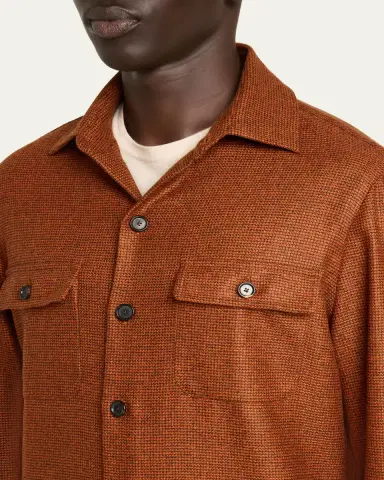 Cesare Attolini Men's Cashmere Pied de Poule Overshirt | Thumbnail 5 Cesare Attolini Men's Cashmere Pied de Poule Overshirt | Thumbnail 5