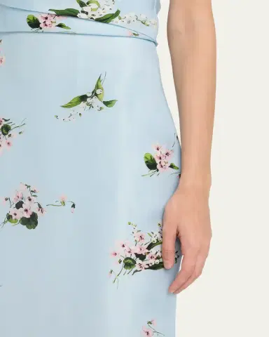 Monique Lhuillier Strapless Posie Print Silk Midi Cocktail Dress | Thumbnail 5 Monique Lhuillier Strapless Posie Print Silk Midi Cocktail Dress | Thumbnail 5
