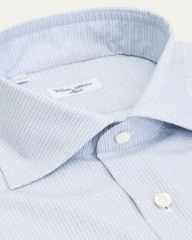 Cesare Attolini Men's Micro-Plaid Cotton Dress Shirt | Thumbnail 2 Cesare Attolini Men's Micro-Plaid Cotton Dress Shirt | Thumbnail 2