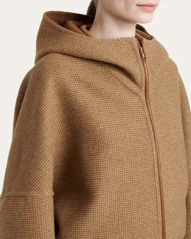 Kiton Houndstooth Wool-Cashmere Hooded Overcoat | Thumbnail 5 Kiton Houndstooth Wool-Cashmere Hooded Overcoat | Thumbnail 5