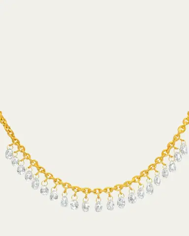 DARIUS 18K Yellow Gold Briolette Diamond Veil Chain Necklace, 18"L | Thumbnail 3 DARIUS 18K Yellow Gold Briolette Diamond Veil Chain Necklace, 18"L | Thumbnail 3