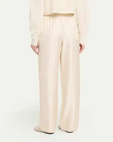 Loulou de Saison Alera Silk Straight-Leg Pull-On Pants | Thumbnail 3 Loulou de Saison Alera Silk Straight-Leg Pull-On Pants | Thumbnail 3