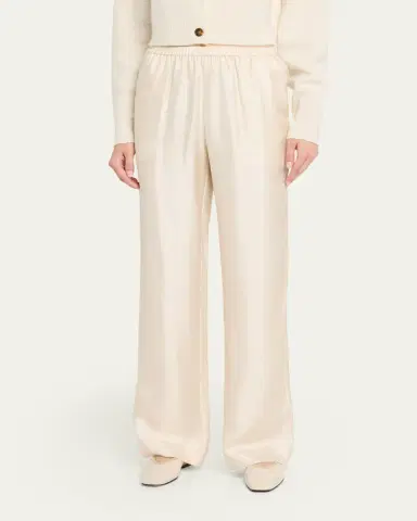 Loulou de Saison Alera Silk Straight-Leg Pull-On Pants | Thumbnail 4 Loulou de Saison Alera Silk Straight-Leg Pull-On Pants | Thumbnail 4