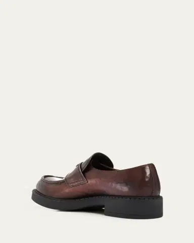 Prada Men's Leather Enamel Logo Moc-Toe Penny Loafers | Thumbnail 2 Prada Men's Leather Enamel Logo Moc-Toe Penny Loafers | Thumbnail 2