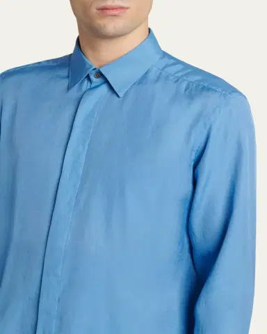 Tom Ford Men's Cotton and Silk Washed Twill Sport Shirt | Thumbnail 5 Tom Ford Men's Cotton and Silk Washed Twill Sport Shirt | Thumbnail 5