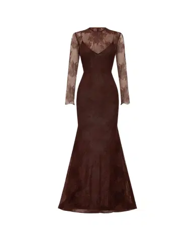 Alex Perry Sheer Lace Long-Sleeve Trumpet Gown | Thumbnail 1 Alex Perry Sheer Lace Long-Sleeve Trumpet Gown | Thumbnail 1