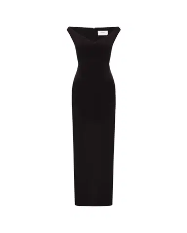 Alex Perry Off-The-Shoulder V-Neck Satin Crepe Gown | Thumbnail 1 Alex Perry Off-The-Shoulder V-Neck Satin Crepe Gown | Thumbnail 1