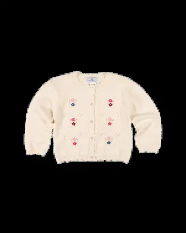 Florence Eiseman Girl's Scalloped Floral Embroidery Cotton Knit Sweater, Size 2T-6 | Thumbnail 2 Florence Eiseman Girl's Scalloped Floral Embroidery Cotton Knit Sweater, Size 2T-6 | Thumbnail 2