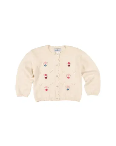 Florence Eiseman Girl's Scalloped Floral Embroidery Cotton Knit Sweater, Size 2T-6 | Thumbnail 1 Florence Eiseman Girl's Scalloped Floral Embroidery Cotton Knit Sweater, Size 2T-6 | Thumbnail 1