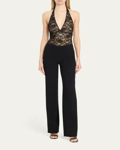 Alice + Olivia Lina Plunging V Lace Bodysuit | Thumbnail 2 Alice + Olivia Lina Plunging V Lace Bodysuit | Thumbnail 2