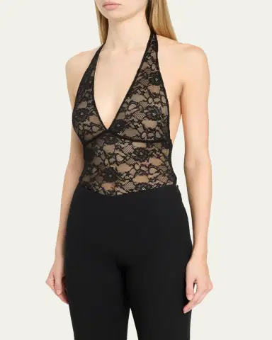 Alice + Olivia Lina Plunging V Lace Bodysuit | Thumbnail 4 Alice + Olivia Lina Plunging V Lace Bodysuit | Thumbnail 4