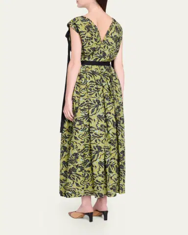 Ulla Johnson Karina Sleeveless Floral Cotton Bow Midi Dress | Thumbnail 3 Ulla Johnson Karina Sleeveless Floral Cotton Bow Midi Dress | Thumbnail 3
