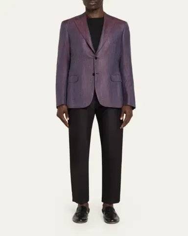 Brioni Men's Chevron Cashmere Single-Breasted Sport Coat | Thumbnail 2 Brioni Men's Chevron Cashmere Single-Breasted Sport Coat | Thumbnail 2