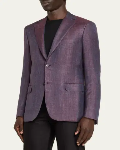 Brioni Men's Chevron Cashmere Single-Breasted Sport Coat | Thumbnail 4 Brioni Men's Chevron Cashmere Single-Breasted Sport Coat | Thumbnail 4