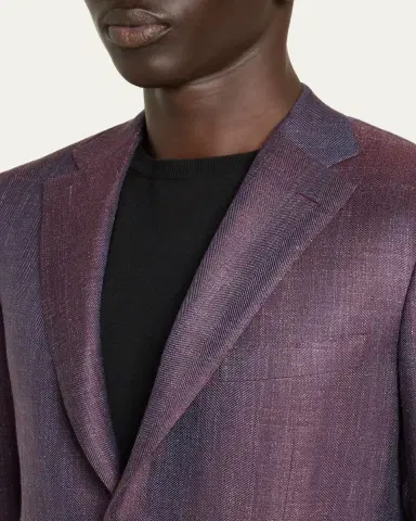 Brioni Men's Chevron Cashmere Single-Breasted Sport Coat | Thumbnail 5 Brioni Men's Chevron Cashmere Single-Breasted Sport Coat | Thumbnail 5