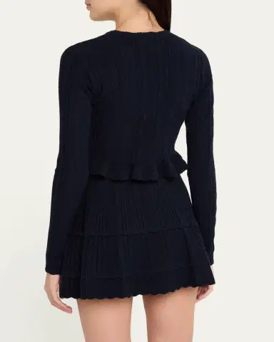LoveShackFancy Orly Cropped Peplum Cardigan | Thumbnail 3 LoveShackFancy Orly Cropped Peplum Cardigan | Thumbnail 3