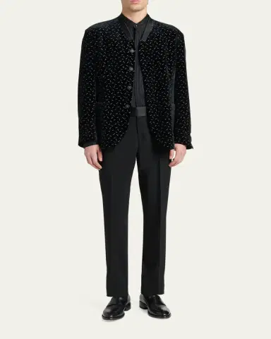 Giorgio Armani Men's Stamped Silk-Blend Velvet Blazer | Thumbnail 2 Giorgio Armani Men's Stamped Silk-Blend Velvet Blazer | Thumbnail 2