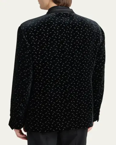Giorgio Armani Men's Stamped Silk-Blend Velvet Blazer | Thumbnail 3 Giorgio Armani Men's Stamped Silk-Blend Velvet Blazer | Thumbnail 3
