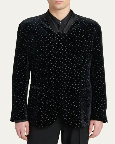 Giorgio Armani Men's Stamped Silk-Blend Velvet Blazer | Thumbnail 4 Giorgio Armani Men's Stamped Silk-Blend Velvet Blazer | Thumbnail 4