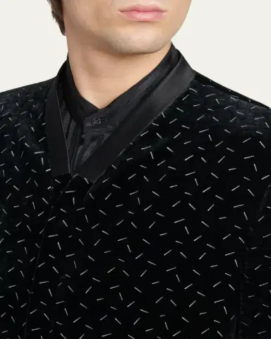 Giorgio Armani Men's Stamped Silk-Blend Velvet Blazer | Thumbnail 5 Giorgio Armani Men's Stamped Silk-Blend Velvet Blazer | Thumbnail 5