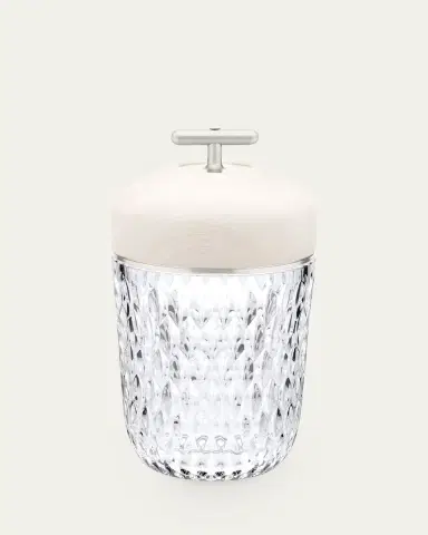 Saint Louis Crystal Folia 11" Crystal & Wood Rechargeable Portable Lamp, White/Clear | Thumbnail 2 Saint Louis Crystal Folia 11" Crystal & Wood Rechargeable Portable Lamp, White/Clear | Thumbnail 2