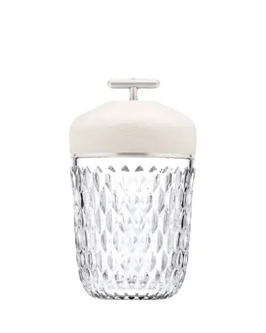 Saint Louis Crystal Folia 11" Crystal & Wood Rechargeable Portable Lamp, White/Clear | Thumbnail 1 Saint Louis Crystal Folia 11" Crystal & Wood Rechargeable Portable Lamp, White/Clear | Thumbnail 1