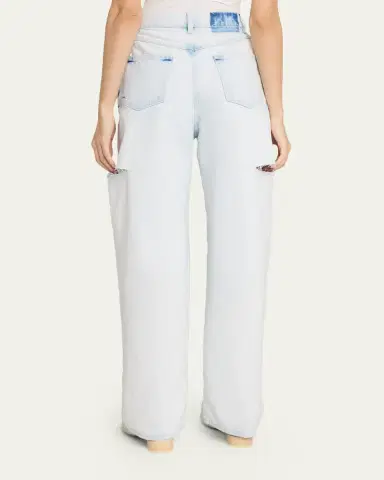 MM6 MAISON MARGIELA Cutout Bleached Barrel-Leg Jeans | Thumbnail 3 MM6 MAISON MARGIELA Cutout Bleached Barrel-Leg Jeans | Thumbnail 3