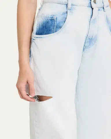 MM6 MAISON MARGIELA Cutout Bleached Barrel-Leg Jeans | Thumbnail 5 MM6 MAISON MARGIELA Cutout Bleached Barrel-Leg Jeans | Thumbnail 5