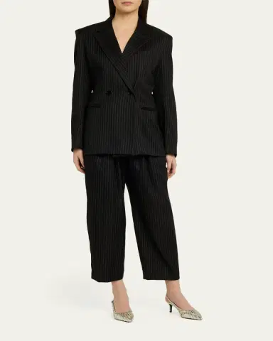 Isabel Marant Janice Pinstripe Double-Pleated Barrel-Leg Ankle Trousers | Thumbnail 2 Isabel Marant Janice Pinstripe Double-Pleated Barrel-Leg Ankle Trousers | Thumbnail 2