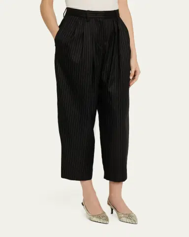 Isabel Marant Janice Pinstripe Double-Pleated Barrel-Leg Ankle Trousers | Thumbnail 4 Isabel Marant Janice Pinstripe Double-Pleated Barrel-Leg Ankle Trousers | Thumbnail 4
