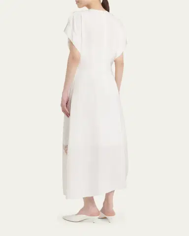 Bottega Veneta Sheer Floral Lace Short-Sleeve Midi Dress | Thumbnail 3 Bottega Veneta Sheer Floral Lace Short-Sleeve Midi Dress | Thumbnail 3