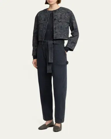Giorgio Armani Caban Cropped Floral Jacquard Coat | Thumbnail 2 Giorgio Armani Caban Cropped Floral Jacquard Coat | Thumbnail 2