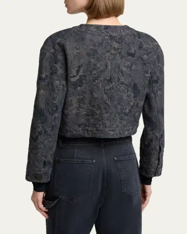 Giorgio Armani Caban Cropped Floral Jacquard Coat | Thumbnail 3 Giorgio Armani Caban Cropped Floral Jacquard Coat | Thumbnail 3