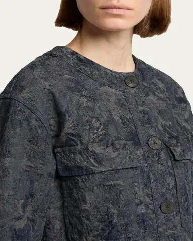 Giorgio Armani Caban Cropped Floral Jacquard Coat | Thumbnail 5 Giorgio Armani Caban Cropped Floral Jacquard Coat | Thumbnail 5