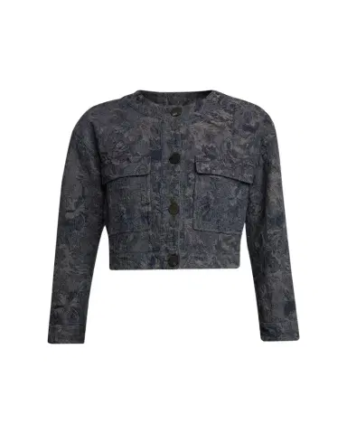 Giorgio Armani Caban Cropped Floral Jacquard Coat | Thumbnail 1 Giorgio Armani Caban Cropped Floral Jacquard Coat | Thumbnail 1
