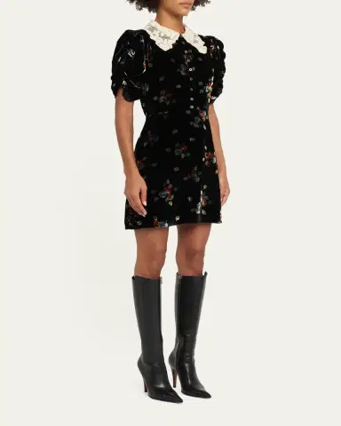 Sea Leda Floral Burnout Velvet Mini Dress | Thumbnail 4 Sea Leda Floral Burnout Velvet Mini Dress | Thumbnail 4