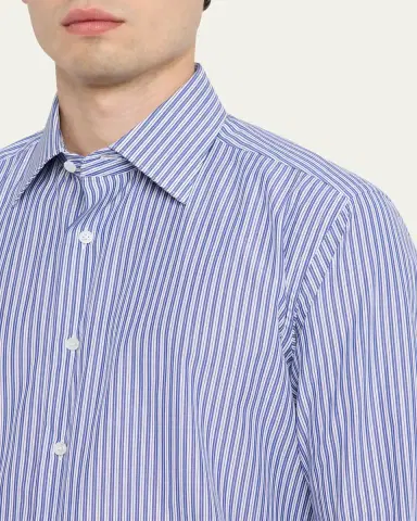 Brioni Men's Pinstripe Cotton Sport Shirt | Thumbnail 5 Brioni Men's Pinstripe Cotton Sport Shirt | Thumbnail 5