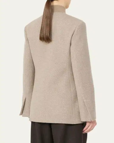 Max Mara Wool Single-Breasted Collarless Jacket | Thumbnail 3 Max Mara Wool Single-Breasted Collarless Jacket | Thumbnail 3