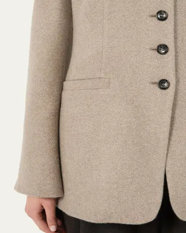 Max Mara Wool Single-Breasted Collarless Jacket | Thumbnail 5 Max Mara Wool Single-Breasted Collarless Jacket | Thumbnail 5