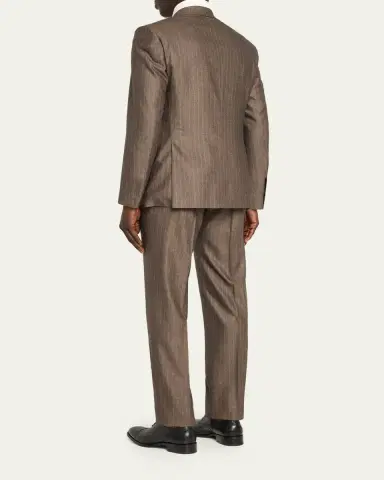 Brioni Men's Tonal Stripe Herringbone Double-Breasted Suit | Thumbnail 3 Brioni Men's Tonal Stripe Herringbone Double-Breasted Suit | Thumbnail 3
