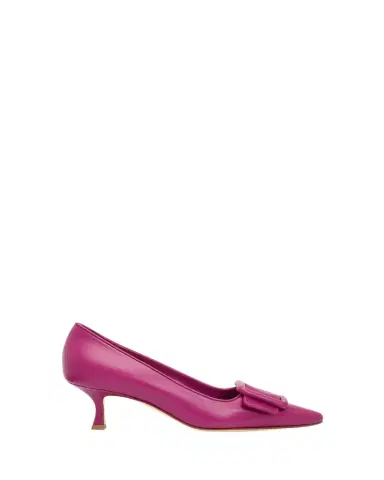 Manolo Blahnik 50mm Maysale Leather Buckle Pumps | Thumbnail 1 Manolo Blahnik 50mm Maysale Leather Buckle Pumps | Thumbnail 1