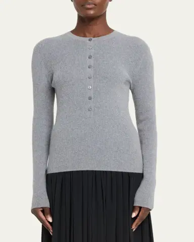 Lisa Yang Airi Cotton-Cashmere Henley Sweater | Thumbnail 4 Lisa Yang Airi Cotton-Cashmere Henley Sweater | Thumbnail 4