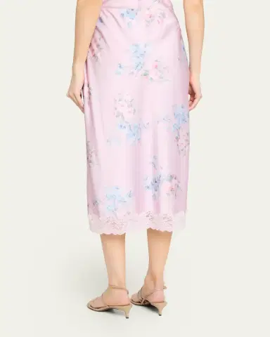 LoveShackFancy Janella Floral Silk Midi Skirt | Thumbnail 3 LoveShackFancy Janella Floral Silk Midi Skirt | Thumbnail 3