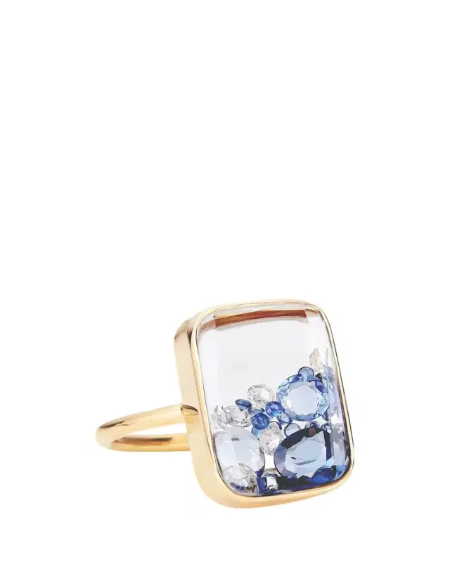Ten Fourteen Kaleidoscope Shaker Ring with Diamonds and Sapphires Ten Fourteen Kaleidoscope Shaker Ring with Diamonds and Sapphires