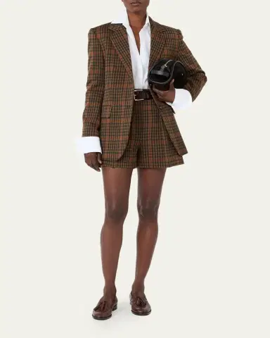 Max Mara Check Wool-Blend Single-Breasted Jacket | Thumbnail 2 Max Mara Check Wool-Blend Single-Breasted Jacket | Thumbnail 2