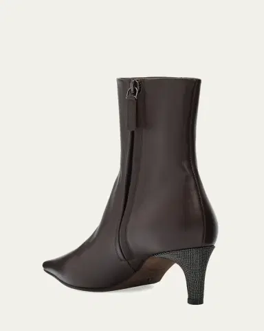 Brunello Cucinelli 55mm Monili Heel Leather Ankle Booties | Thumbnail 2 Brunello Cucinelli 55mm Monili Heel Leather Ankle Booties | Thumbnail 2