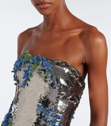 MONIQUE LHUILLIER Floral-appliqué sequined bustier gown | Thumbnail 3 MONIQUE LHUILLIER Floral-appliqué sequined bustier gown | Thumbnail 3